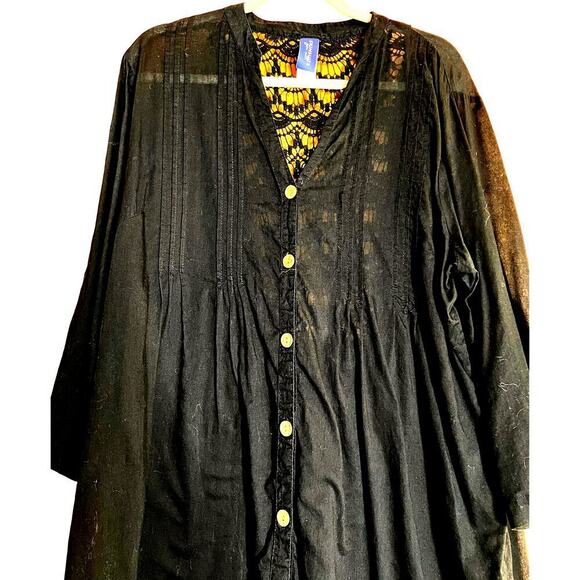 Swimsuits For All women's size 18/20 coverup black crochet button-up - Picture 2 of 9